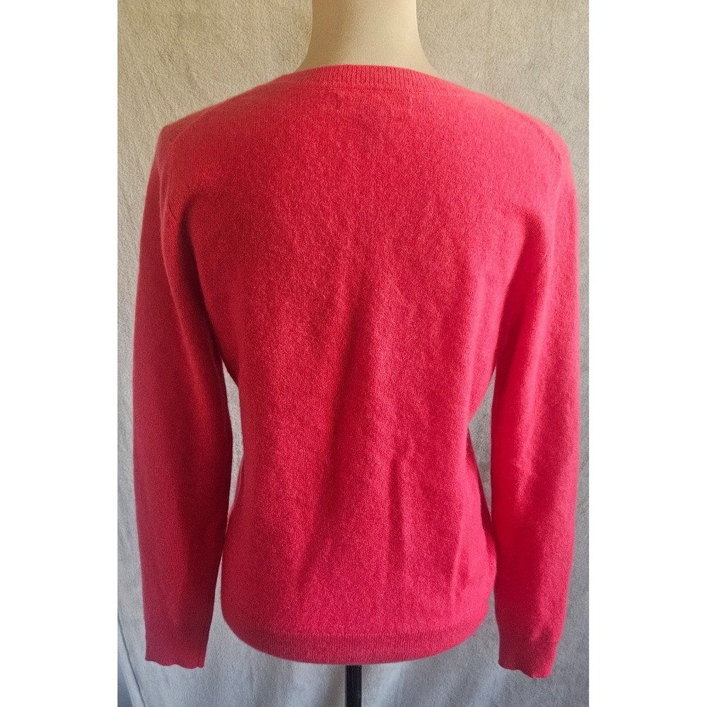 Tahari 100% 2-Ply Cashmere Sweater Women's M Fuchsia Pink  Crew Neck Luxury Knit - Picture 2 of 8